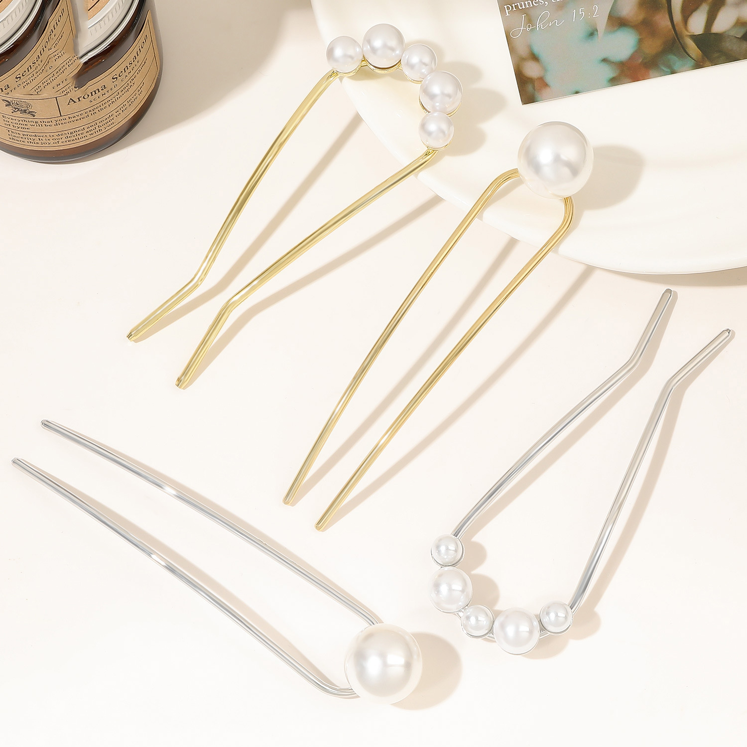 New Metal Vintage U Shape Hair - đánh giá và giá Pearl Hair Pin