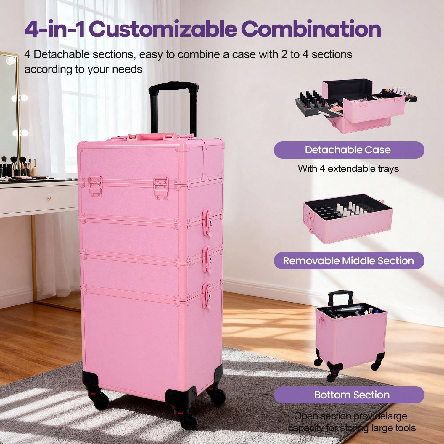 Rolling Makeup Train Case 4 in - đánh giá và giá Women Accessories Organizer