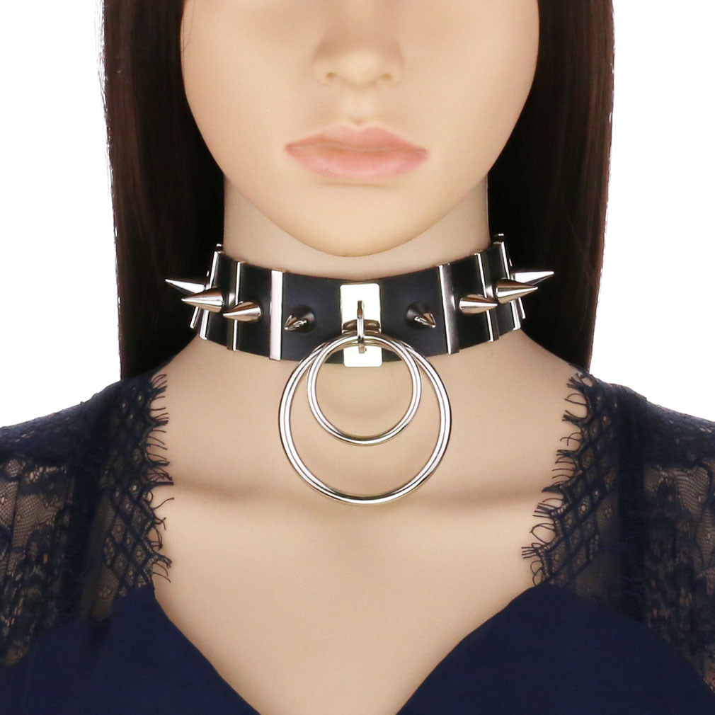Lớn Gai Choker Da Cổ Kim Loại  - đánh giá và giá Women'S Emo Accessories